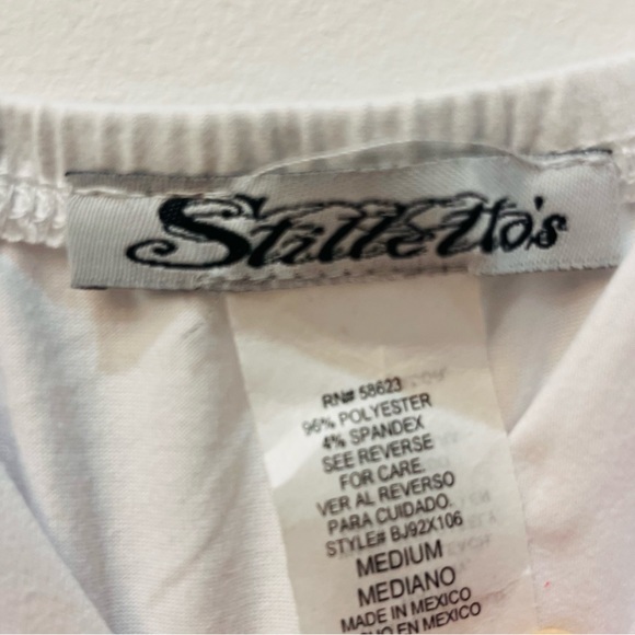 Stilettos white romper shorts beach size Medium cover up - Picture 3 of 5